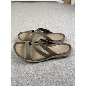 Crocs Swiftwater Slides Sandals Women's 8 Green Straps Summer Outdoor